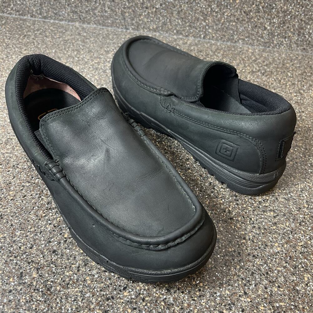 5.11 Tactical Ortholite Moc Men's 9.5 Comfort Casual Slip On Shoes Black Leather